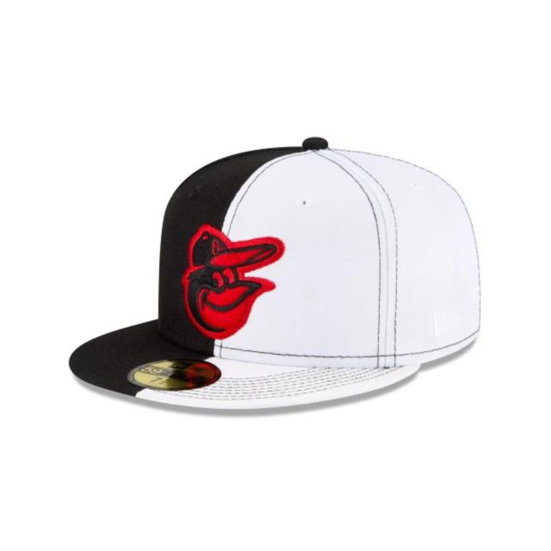 MLB Baltimore Orioles Split Crown 59Fifty Fitted (WQK1394) - Black New Era Caps